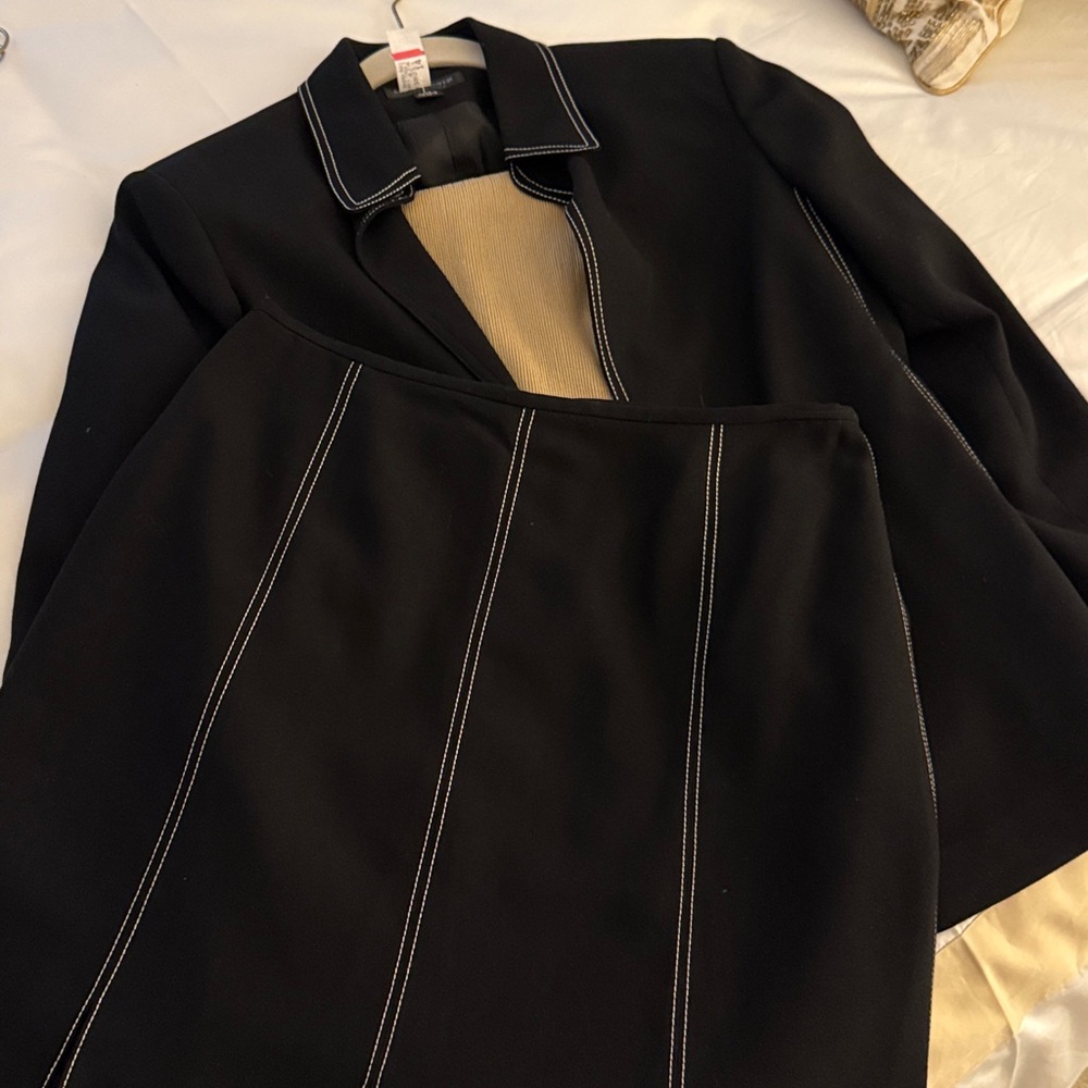 John Meyer collection Black Two-Piece Suit with Caramel Stitching